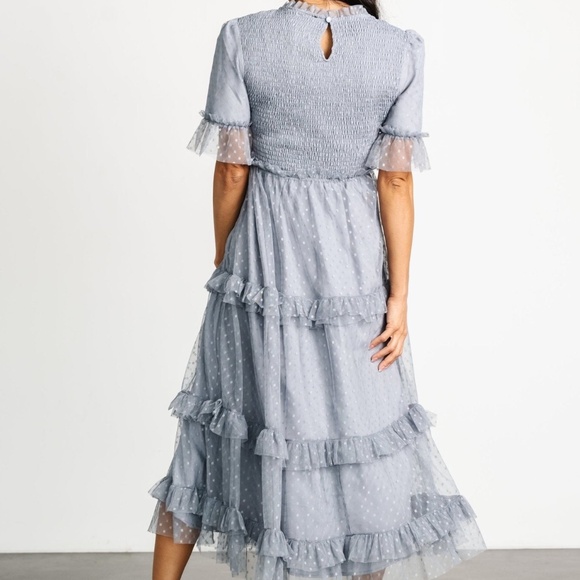 Baltic Born Lysandra Smocked Dot Dress | Dusty Slate Size MM - Picture 5 of 5